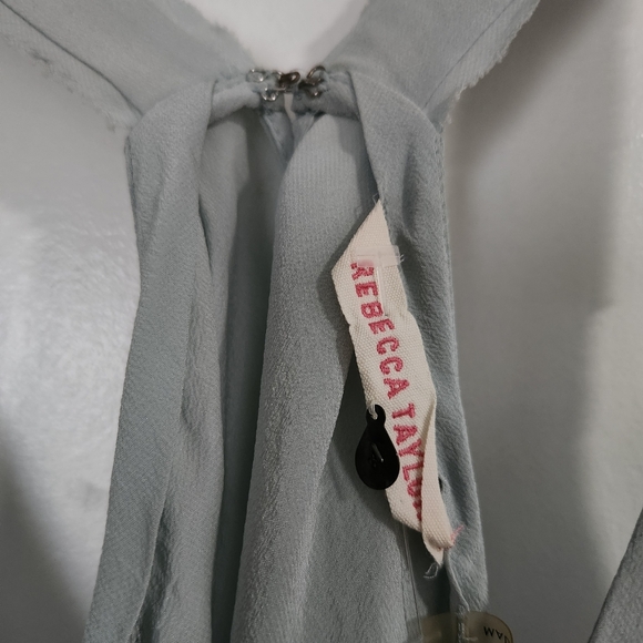 Rebecca Taylor Silk Tank Top Sea Blue Embellished Size 4 - Picture 3 of 8